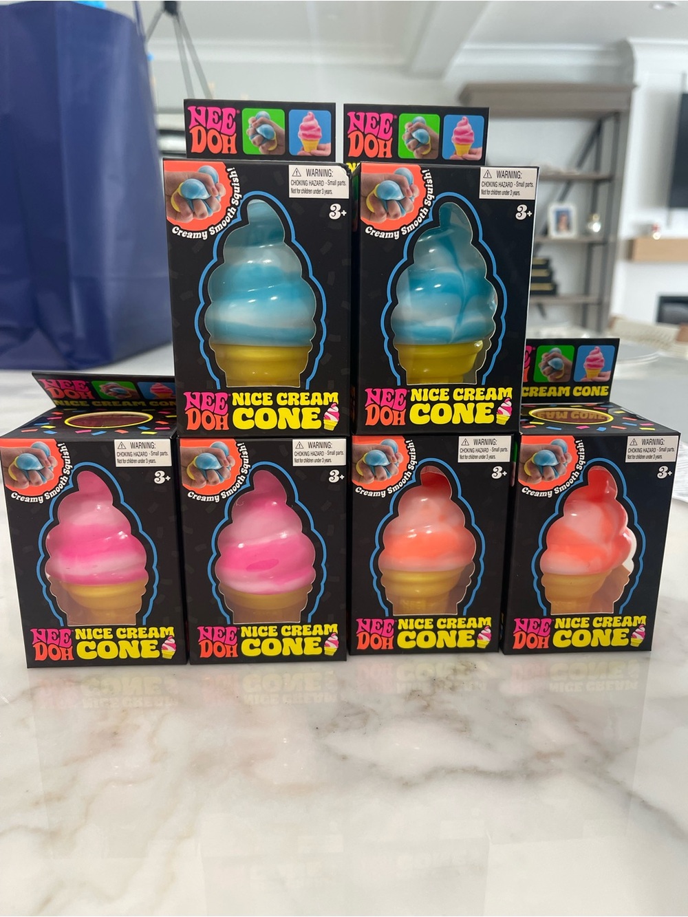 NeeDoh Nice Cream Cone Squishy Party Favors - Blue, Pink, Orange